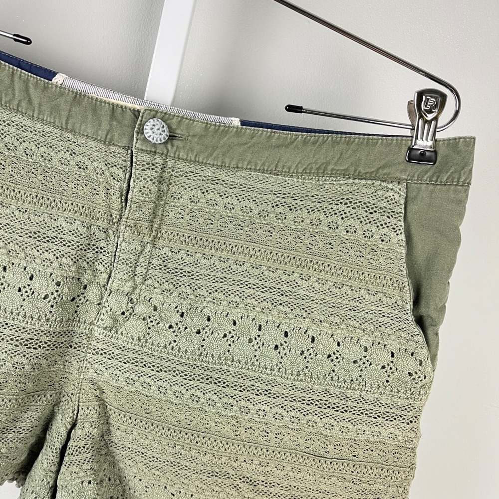 Anthropologie Daughters of the Liberation Shorts Womens 14 Olive Green Lace Boho